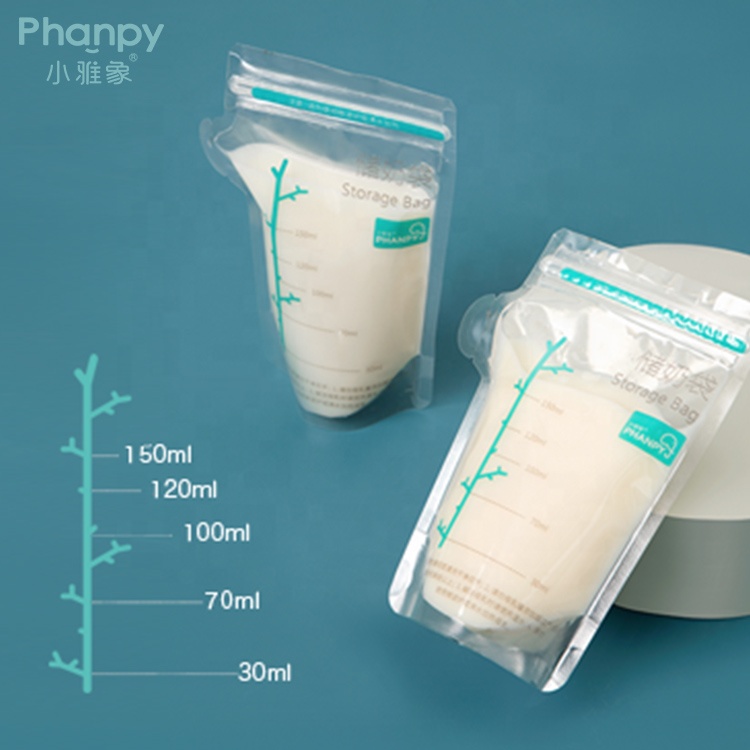 Sapling Pattern Sterilized Breast Milk Bag Self-standing