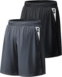 Men's athletic shorts with pockets and elastic waistband quick-dry sportswear