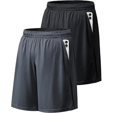 Pantalones cortos deportivos para hombres con bolsillos y cintura elástica de secado deportivo de secado rápido