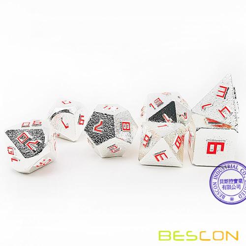 Bescon Silver-Ore Lode Set de dés en métal solide, Set de 7 dés en polyèdre D&amp;D RPG en métal brut