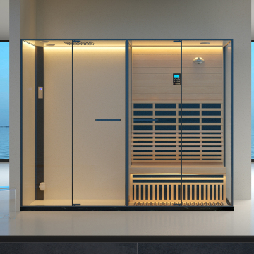 Modern Design Infrared Steam Sauna Room with Wet Steam Bath Option