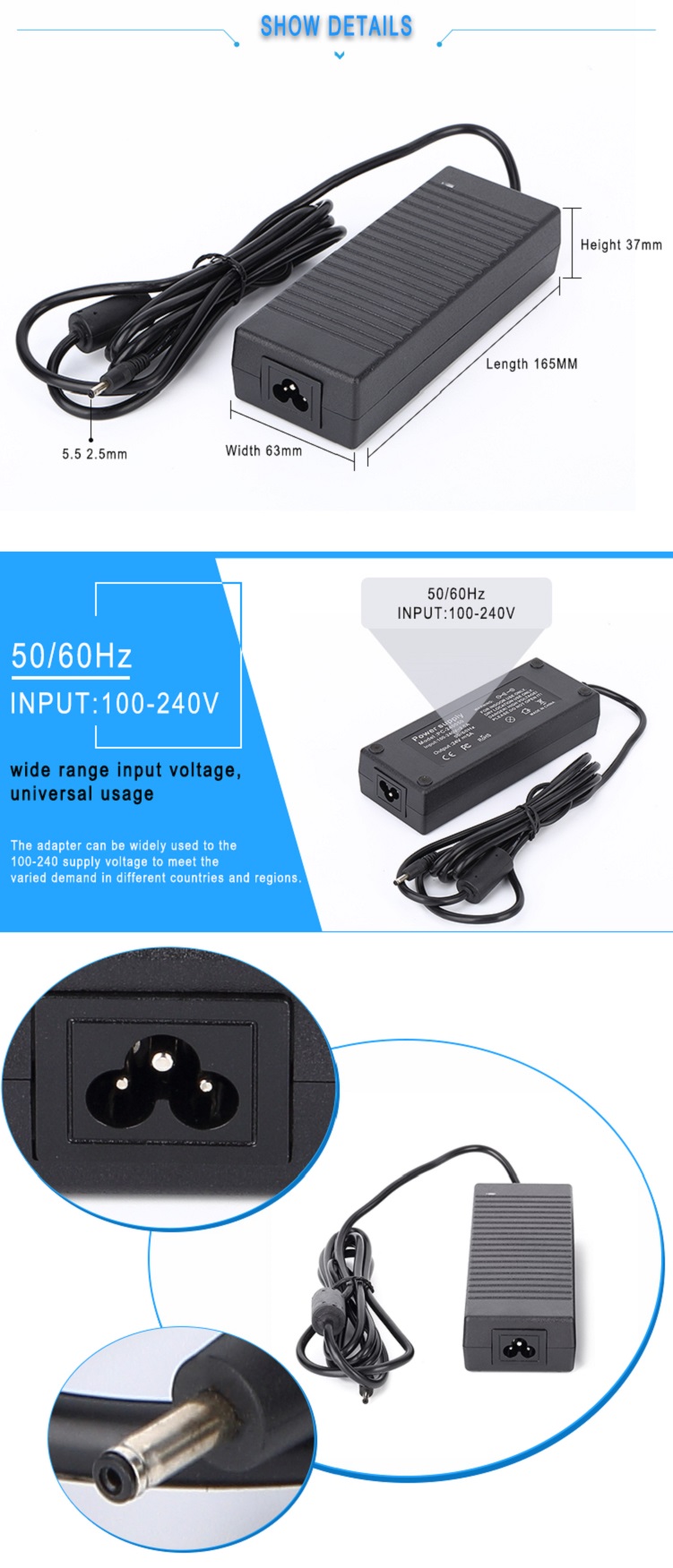 AC DC adapter 25V 4A 100W