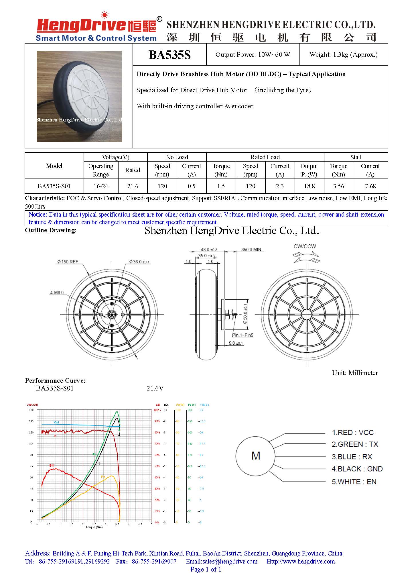 Hengdrive BLDC Motor-BA535S Hengdrive BLDC Motor-BA535S