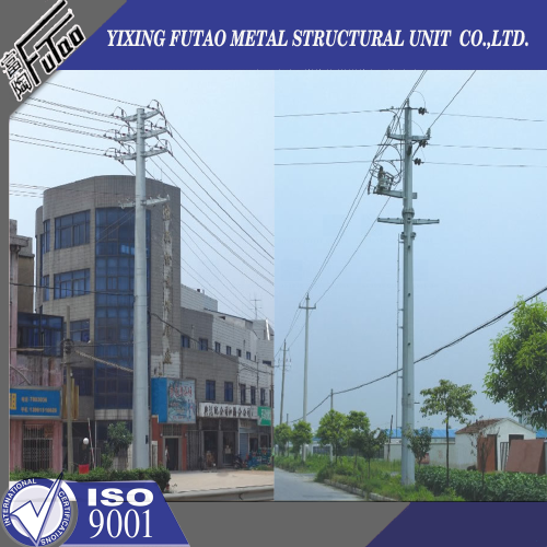 220KV Galvanized Transmission Electrical Steel Pole