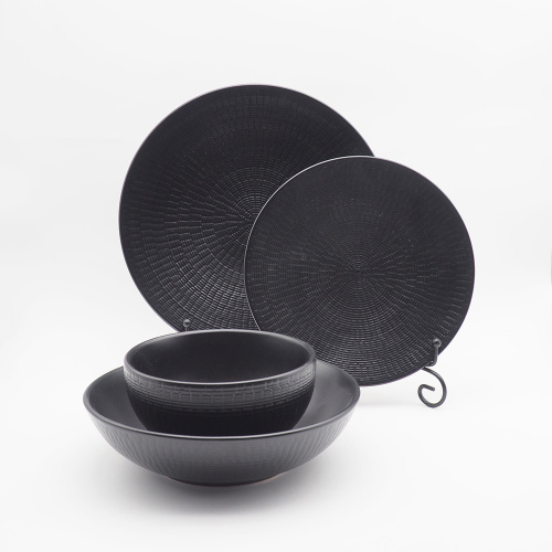 Оптовые дешевые керамические посуды цветовые остекленные матовые настольные наборы из тиснений роскошные наборы для керамического посуды
