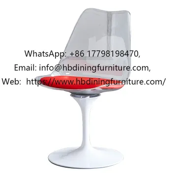 Modern Acrylic Translucent Upholstered Disc Base Plastic Dining Chair