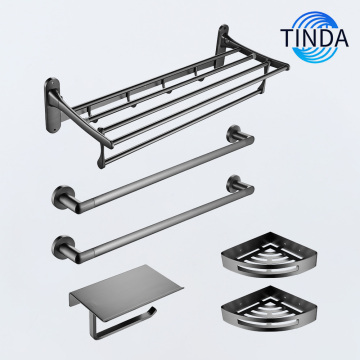 マットブラックのバスルームハードウェア6点セット