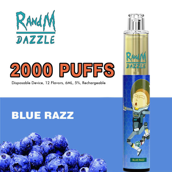 4e4ddcc4395e21540c25f340f9a73998 Wholesale Blue Razz Rgb Light Randm Dazzle 2000 Puffs Disposable Electronic Cigarette Vape Pen Factory