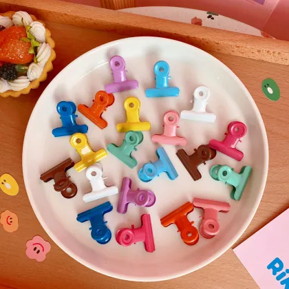 Japanese Style Retro Pink Round Tail Clip: Metal Long Tail Clip for Office Storage, Perfect for Ticket and Paper Files