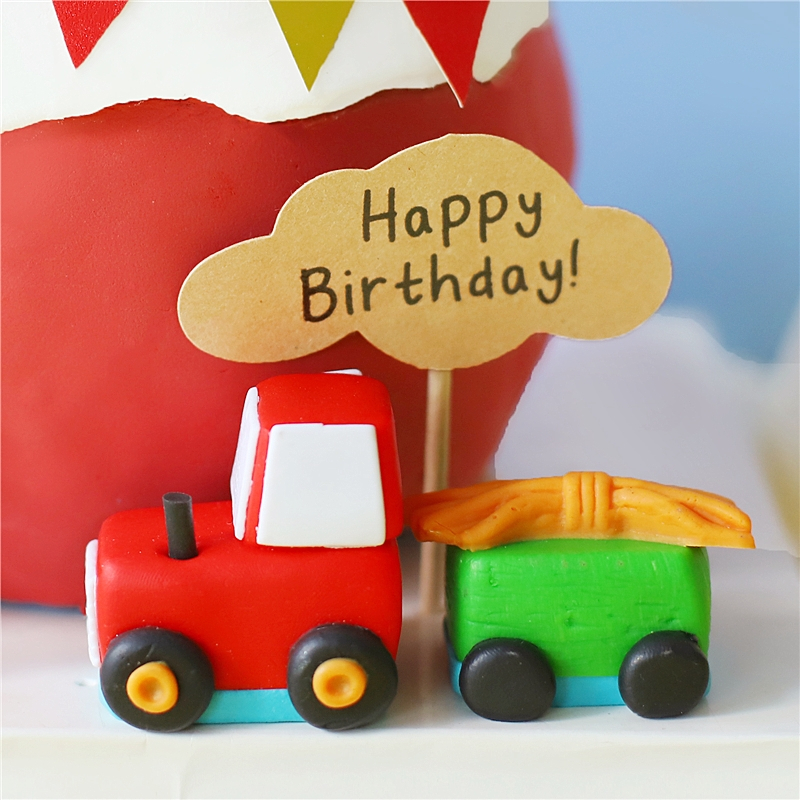 Happy Farm Cow Horse Train scarecrow Clay Cake Toppers for Children's Day Party Baby Happy Birthday Supplies Lovely Gifts