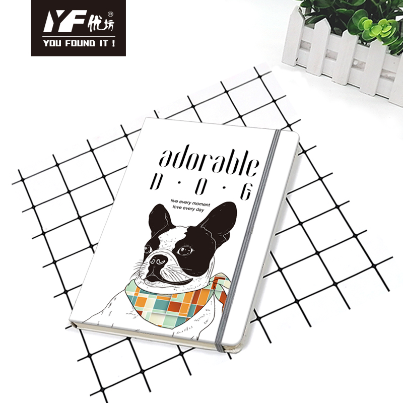 Custom adorable dog style stationery notebook with elastic strap diary