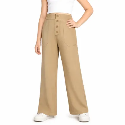 Girls High Waist Button Fly School Uniform