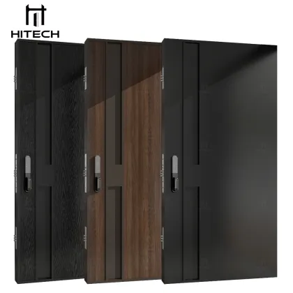 Hitech Wooden Villa Front Door with Steel Strips