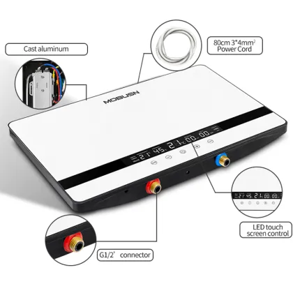 White and Black Wall-Mounted Water Heater with Big Display for Constant Temperature Hot Water