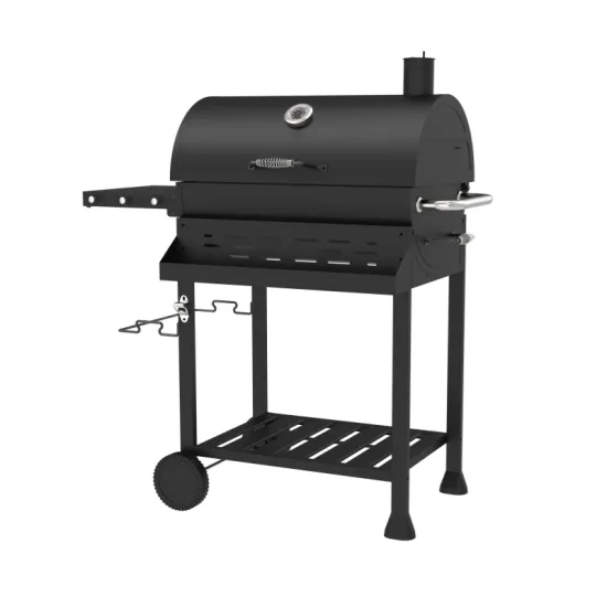 Garden Square Charcoal Barbeque Smoker Trolley with Side Table for Backyard BBQ