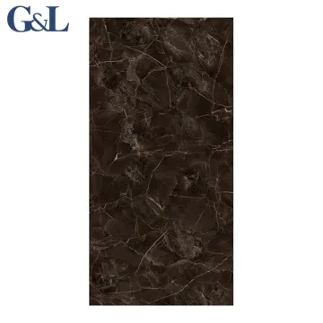 Brown Marble Carreaux Look Porcelain Tiles 750x1500mm 600x1200mm Glazed Polished for Living Room and Bedroom