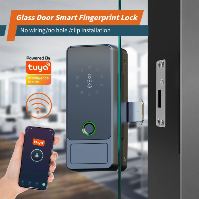 Отпечаток пальца Tuya Smart Slind Glass Door Lock Lock