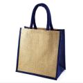 Custom dark blue jute handle bag