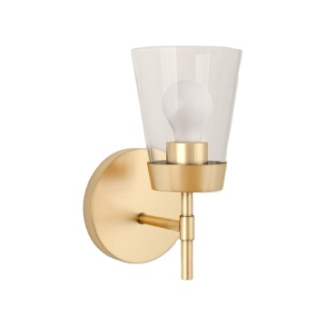 Industrial Brass Brushed Nickel Cone Glass Shade Wall Sconce for Bathroom
