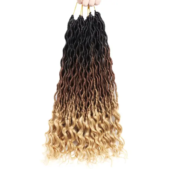 18 inch goddess wavy synthetic braided hair faux crochet braid hair extension