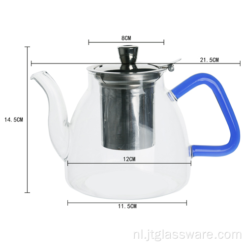 Hittebestendige glazen theepot met warmer