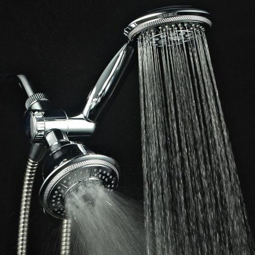 Bathroom black overhead and handheld shower head set