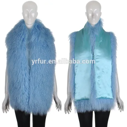 YR329 Real Mongolian Sheep Fur Scarf/Long Fur Scarf