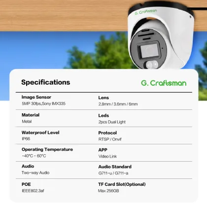 GA-DFD-M5S G.Craftsman 5MP Sony Sensor Night Vision Security Camera