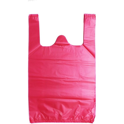 Supermarket Plain Grocery Carrier Plastic T-Shirt Shopping Bag with Handles
