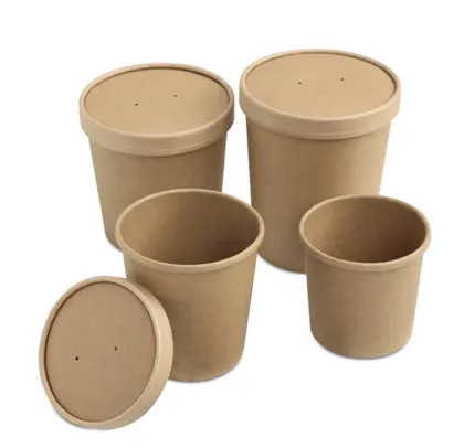 Round soup food kraft paper boxes