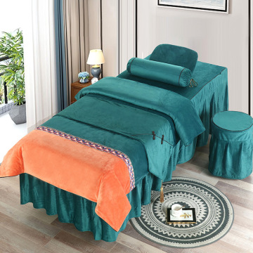 Velvet Soft Beauty Salon Equipment: 4-Piece Bedding Set for Massage Parlors and Facial Decoration