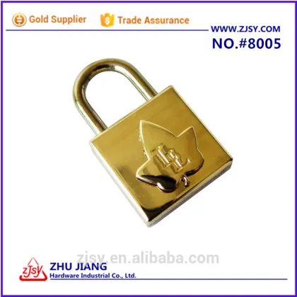 Square Shape Maple Leaf Zinc Alloy Keyed Padlock In Golden Color