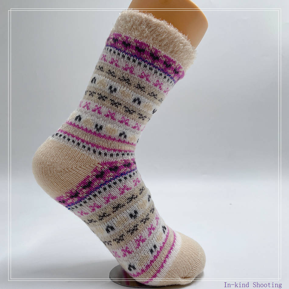 Wholesale women double layer cosy socks fuzzy sock