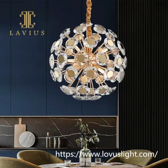Hydrangea shape gold brass crystal chandelier for dinning room bedroom Modern design style pendant light