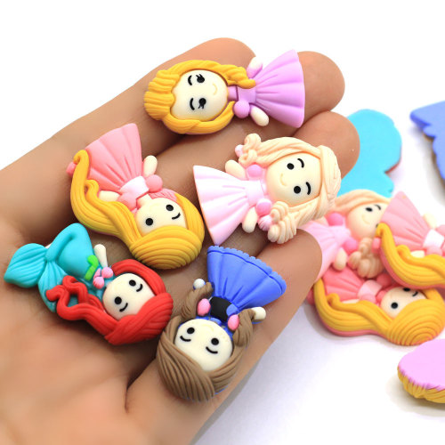 23mm 32mm Kawaii Cartoon Doll Flat Back Princess Resin Cabochons For DIY Hair Bow Phone Decoration Scrapbooking