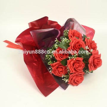 Factory Direct red passion roses artificial silk flower wedding decorations bridal bouquet