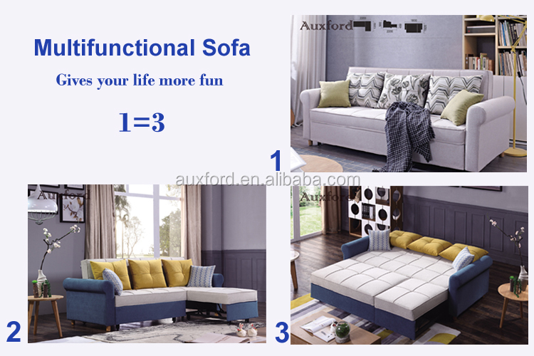 Sofa keratan moden dengan kain fungsi kain kulit yang disesuaikan dengan perabot ruang tamu yang elegan dan selesa