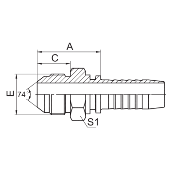 Metrik Pria 74 CONE FITTING HIDRAULIK