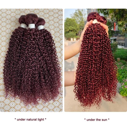 Brazilian Virgin kinky Curly 99j Burgundy Bundles