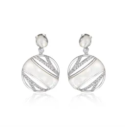 White fashion Round Pendant Earrings