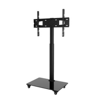 Height-Adjustable AV Shelf: A Durable Aluminum Rolling Cart for Supporting Most 37" - 70" Flat Panel TVs