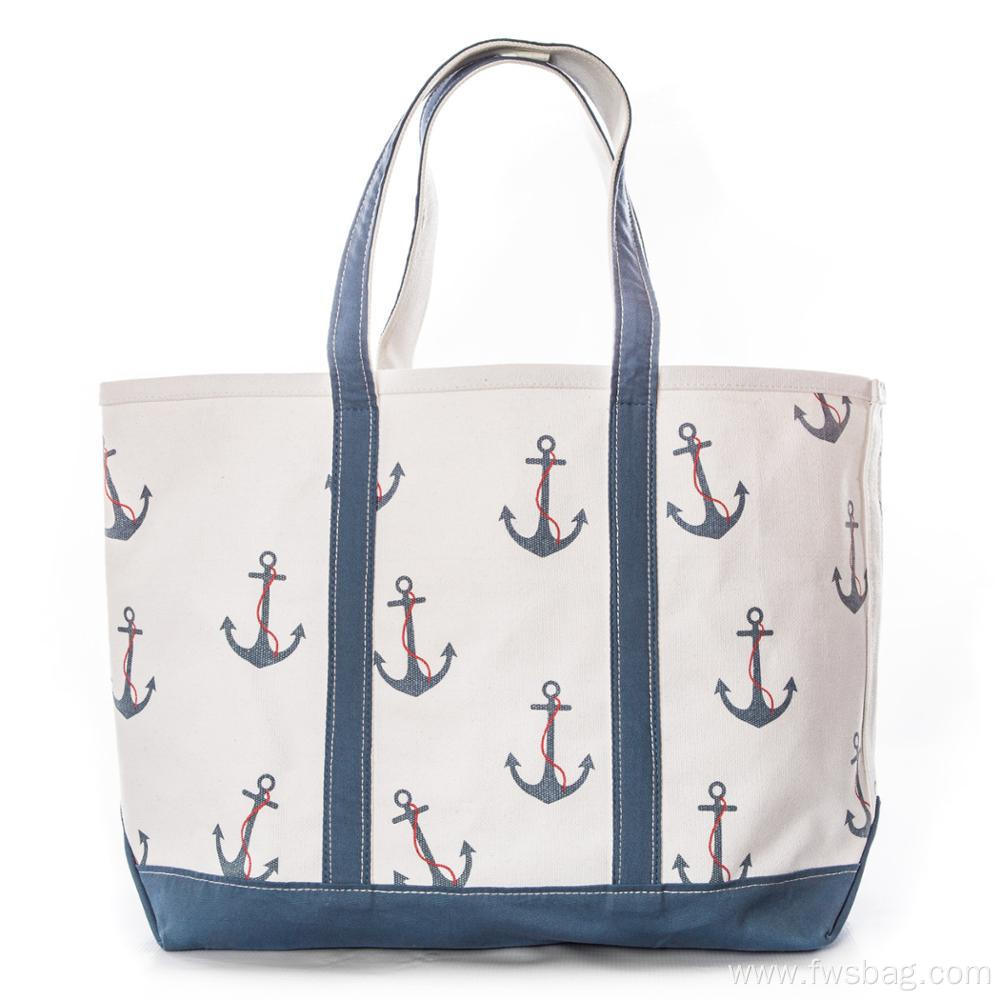 Natural Beach Canvas Tote Bag With Custom Print