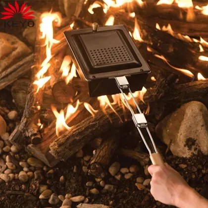 Camp Chef Popcorn Maker Sliding Lid Removable Handle Camping BBQ Popcorn Pans Non-Stick Corn Popcorn Popper Grill Accessories