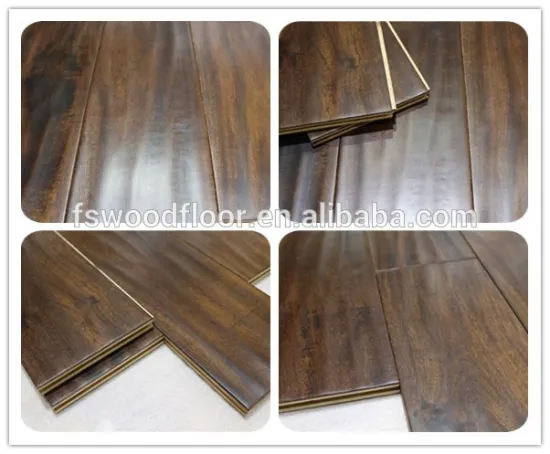 antique hand scraped acacia engineered hardwood flooring