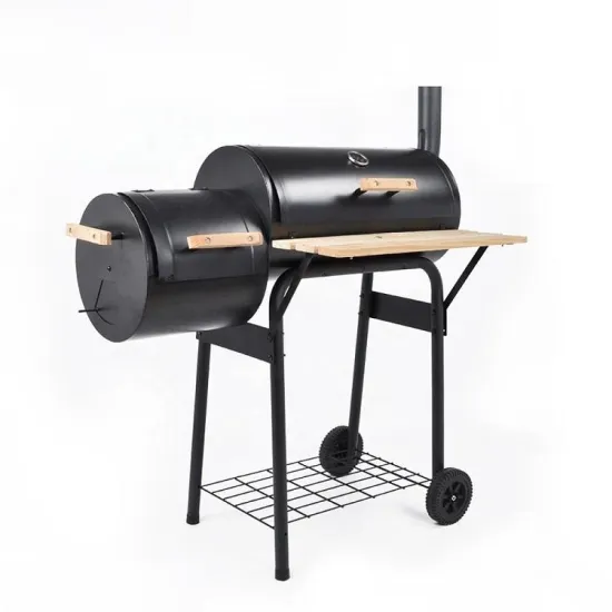Light Duty Trolley Offset Smoker Outdoor Backyard Charcoal Smoker Barrel Bbq Grill With Chimney
