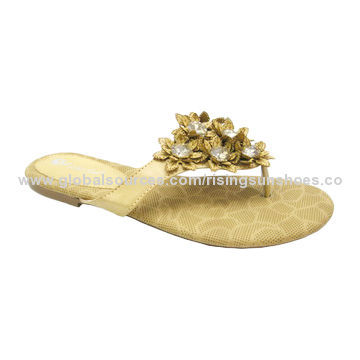 Women's Slippers with PU Upper and Cutting Flowers Design, OEM Orders are Welcome