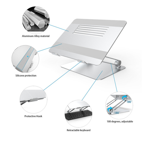 Mesa de soporte de escritorio de aluminio ajustable para computadora portátil ventilada