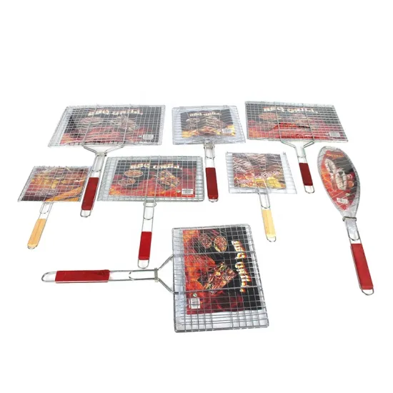 Stainless Steel Folding Portable BBQ Fish Grill Basket with Clip