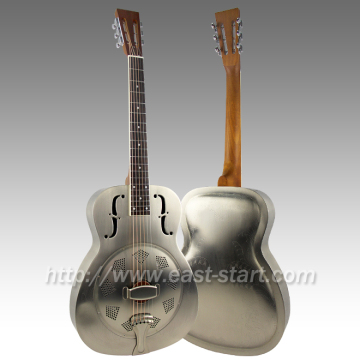 Laser Engraved Nickel Plated Round Neck Brass Single Cone Resonator Guitar