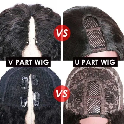 Glueless Kinky Curly U V Part Human Hair Wig - No Leave Out